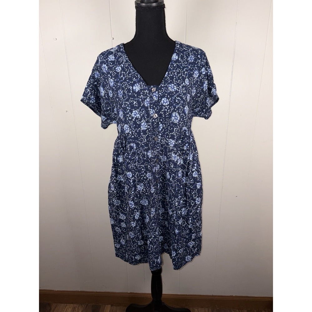 Madewell Alexandra Button-Front‎ Mini Dress blue floral S Pockets